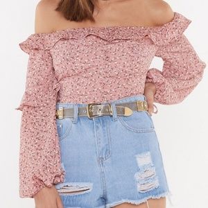 Off the Shoulder Pink Floral Top